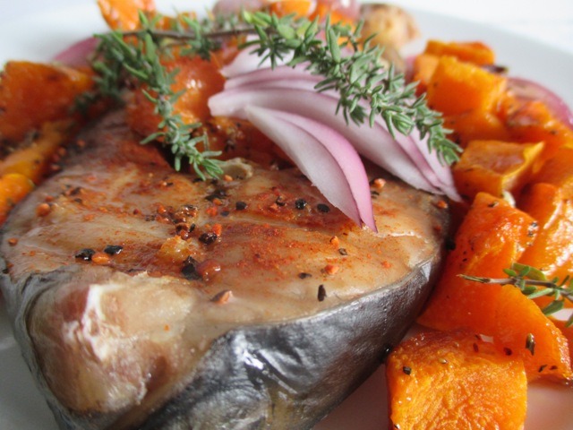 Grillezett ponty sütőtökkel tálalva 2