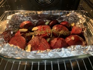 Cékla sütés közben