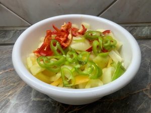 Zöldpaprika felaprítva